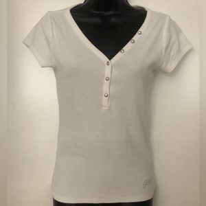 Guess white embellished shirt. Size medium. Worn once.